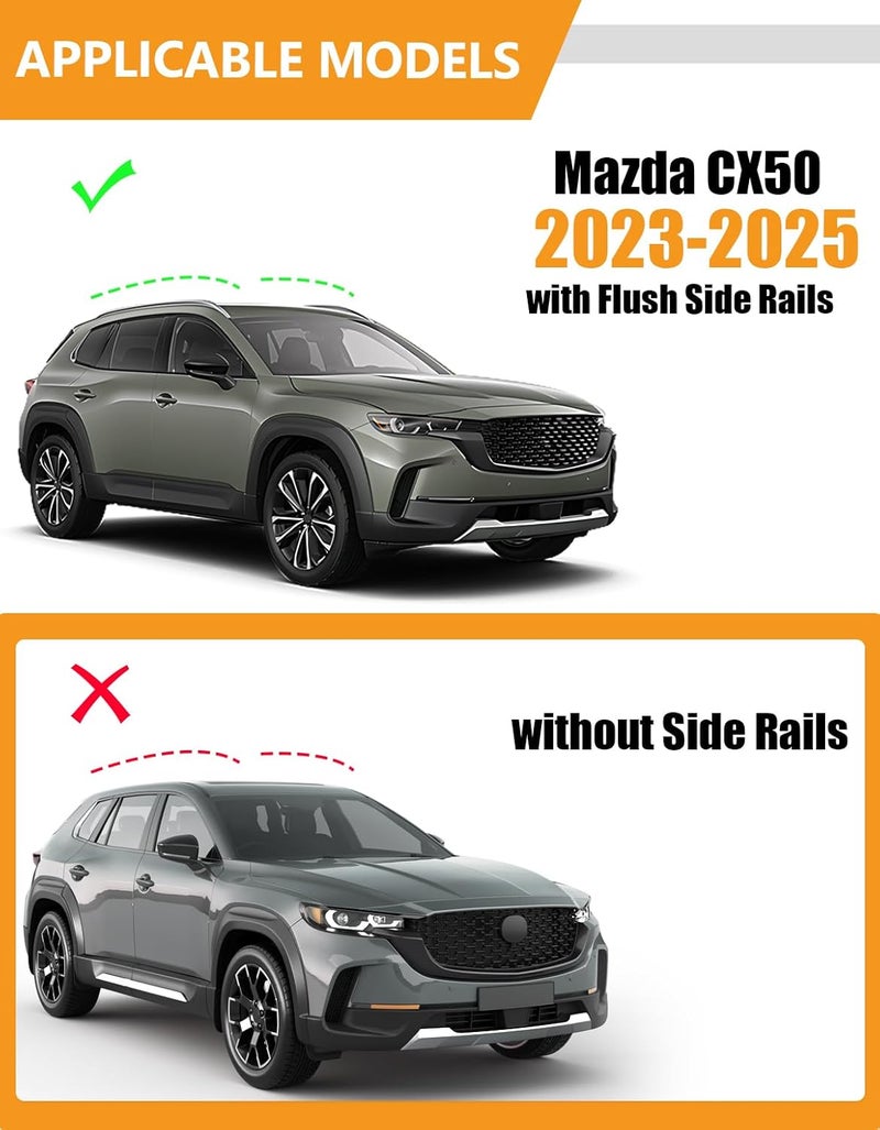 KINGGERI Roof Rack Cross Bars Compatible with Mazda CX50 CX-50 2023 2024 2025 2026, Lockable 220LBS Aluminum Roof Rails Crossbars Rooftop Cargo Basket Carrier Bag Luggage Rails - Image 2